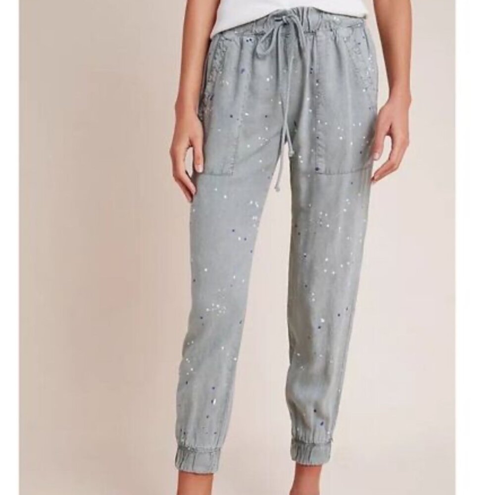 Anthropologie Cloth & Stone Grey-Green Paint Splatter Jogger Size XS
